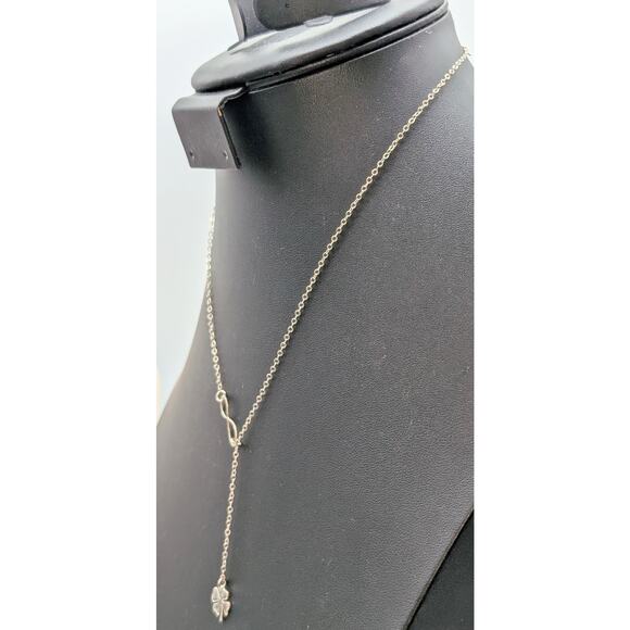 925 Sterling Silver Infinity Four Leaf Clover Lariat 16.75"-18.75" Necklace - Picture 2 of 6